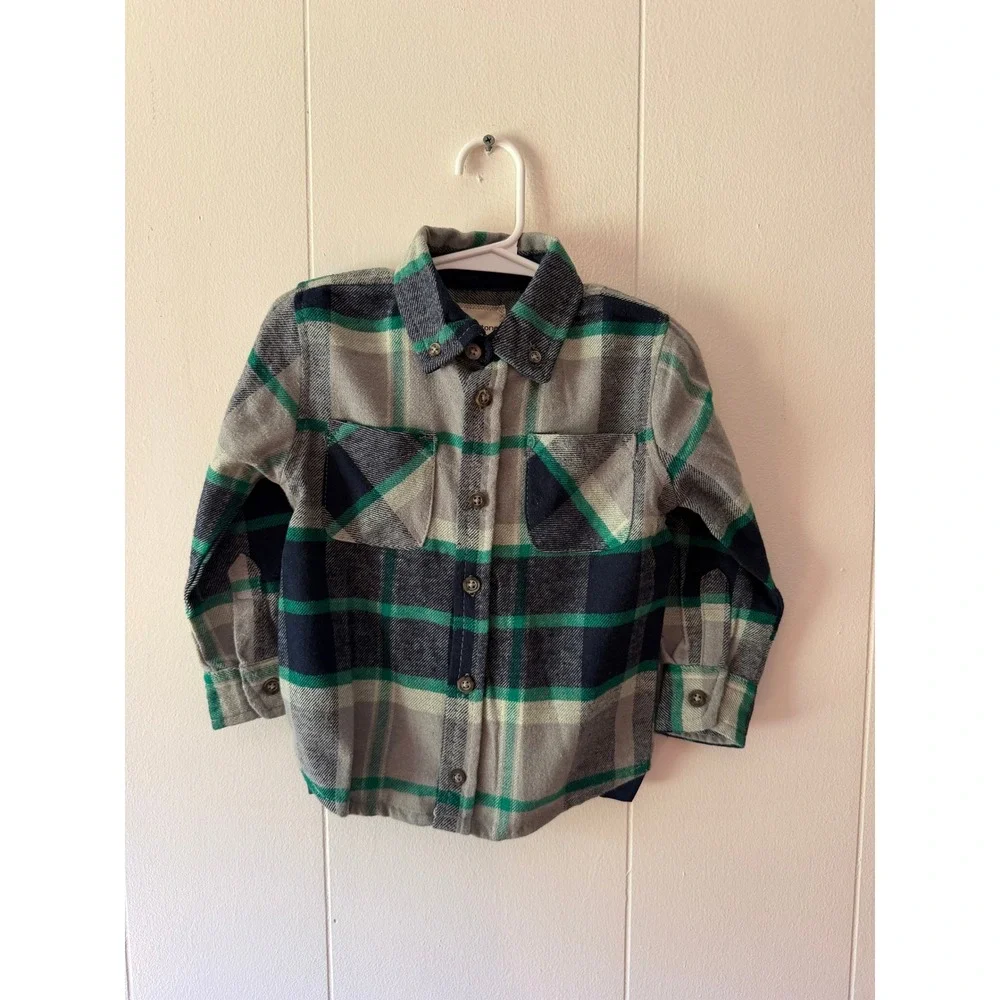 Stitch & Stone Toddler Boys 2T Puffer Vest and Plaid Flannel Shirt Set NWT